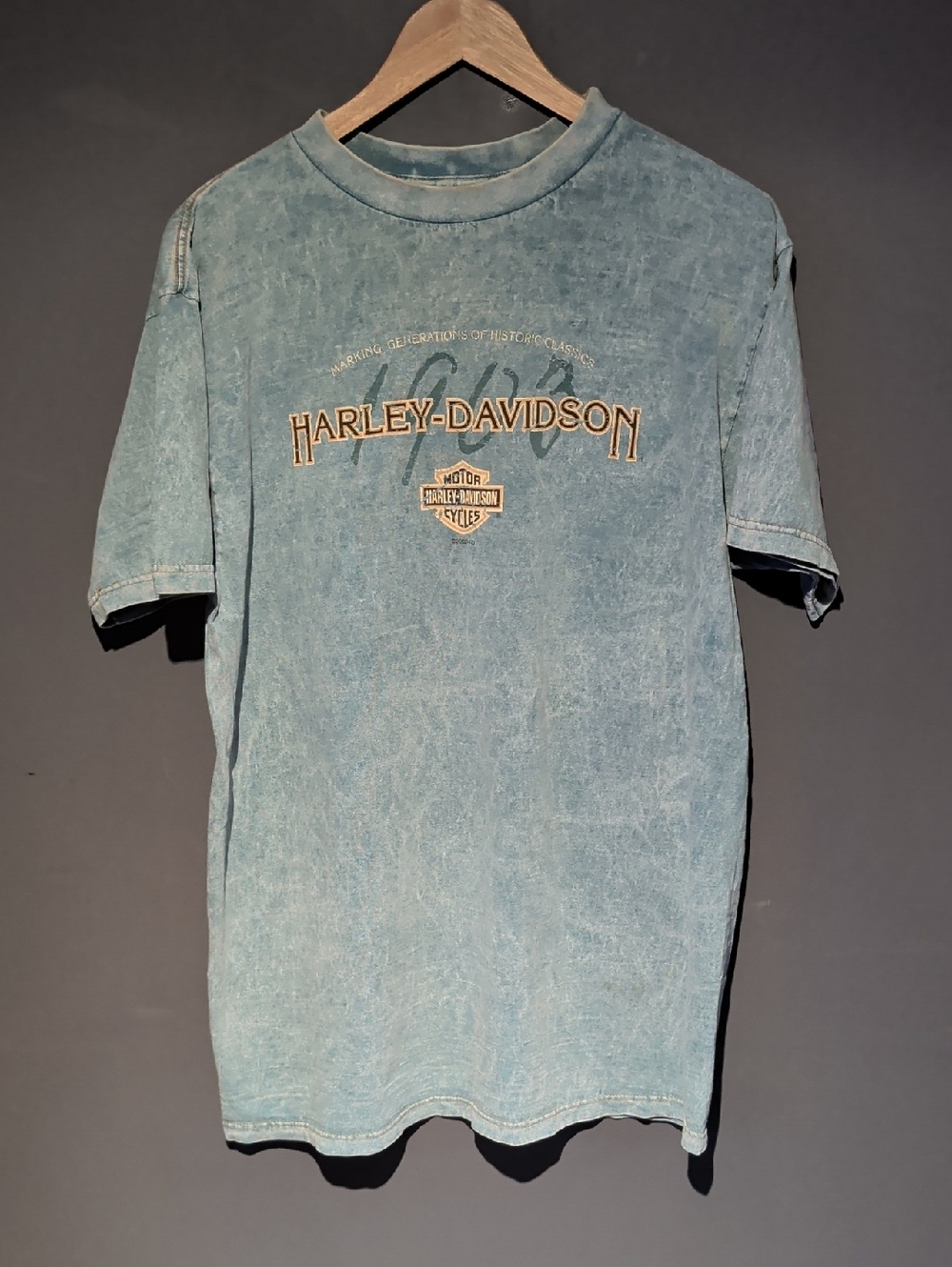 Harley-Davidson Light Blue Mineral Wash Logo Tee